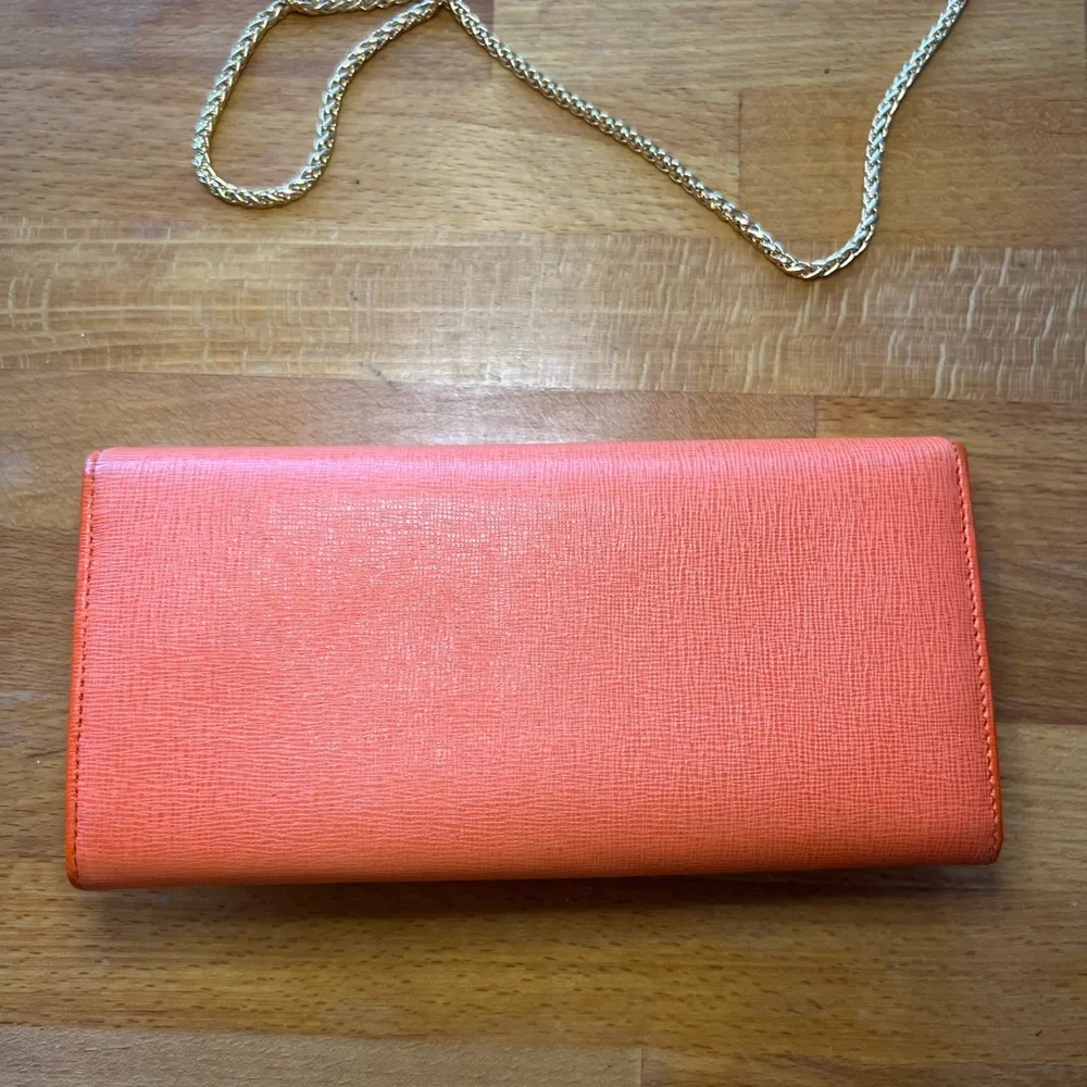 EUC Fendi Tangerine Continental Leather Wallet